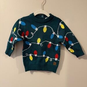 Tipsy Elves Baby 12M‎ Christmas Sweater Ugly Lights Green Acrylic